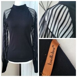 BELLDINI | STRUCTURED LIGHT KNIT SEMI-SHEER SLEEVE black